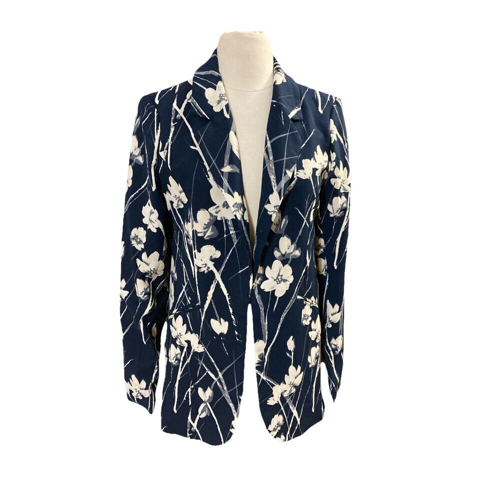 Cynthia Rowley Women’s Blazer Sz S New Blue Floral Jacket Career